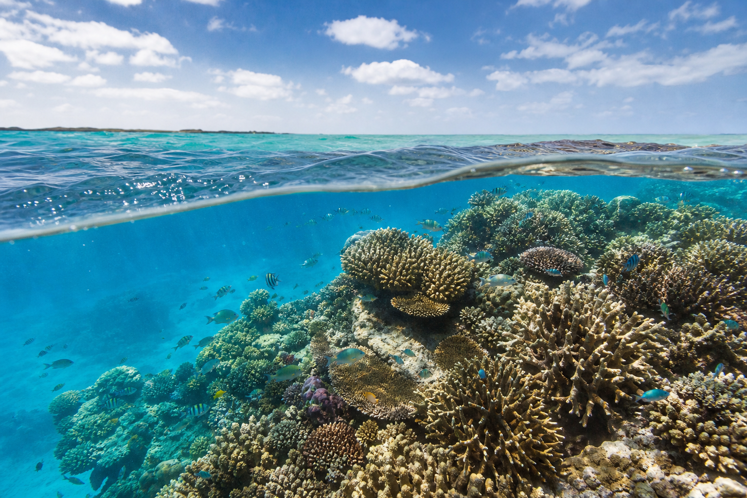 Korallen und tropische Fische am Great Barrier Reef