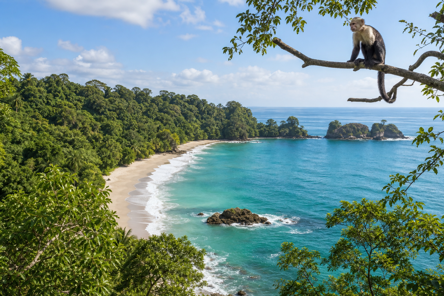 Küste und Kapuzineraffe bei Manuel Antonio