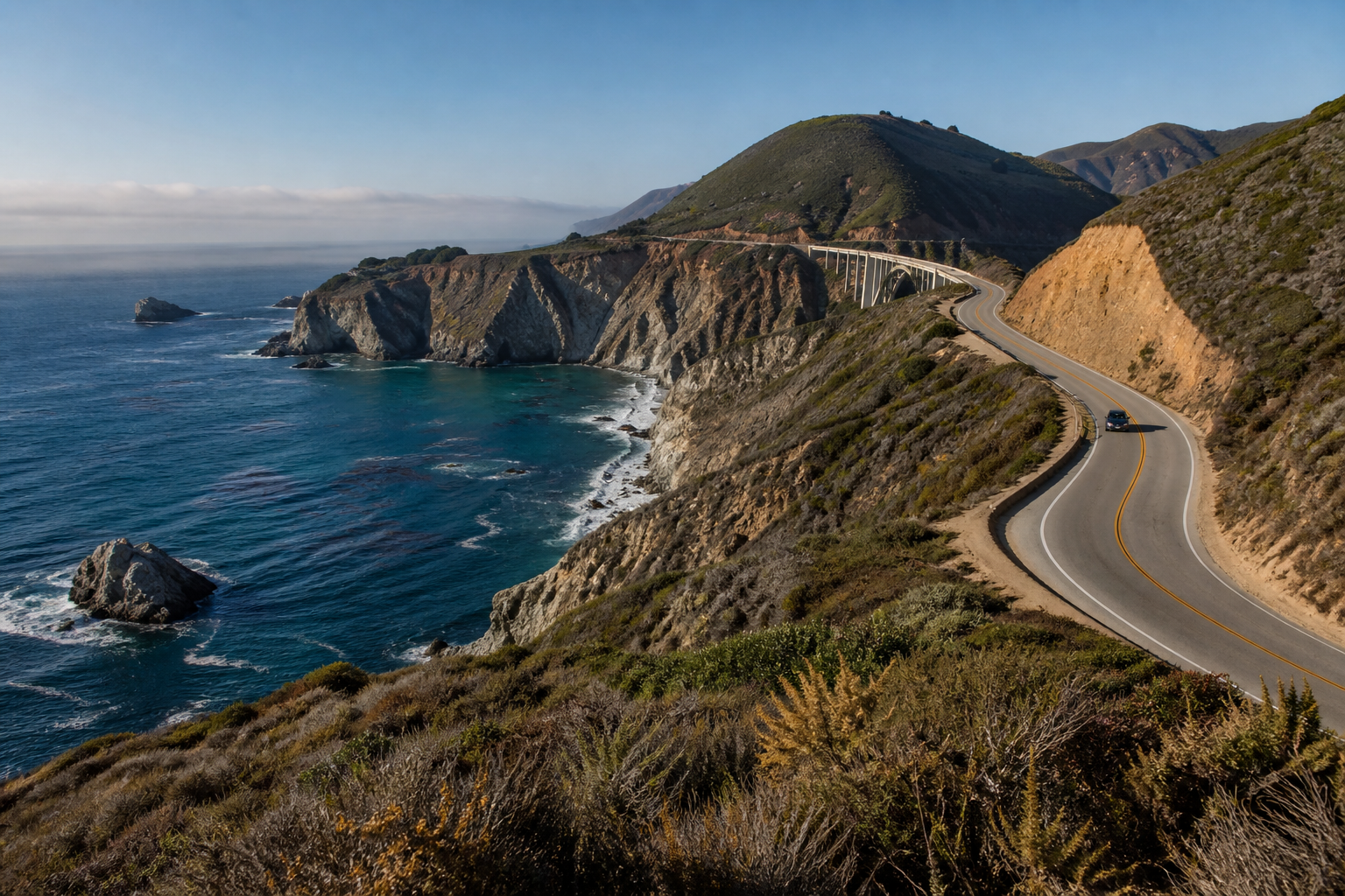 Highway 1 an der dramatischen Pazifikküste bei Big Sur