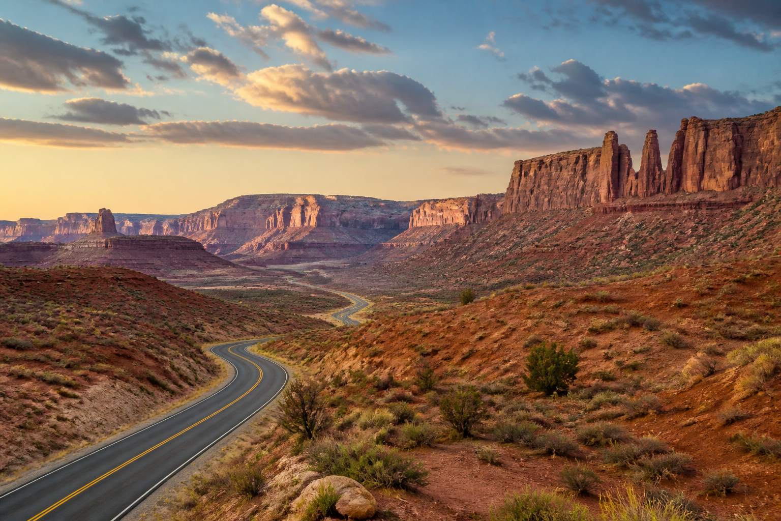 Panoramastraße durch die roten Felslandschaften des amerikanischen Südwestens