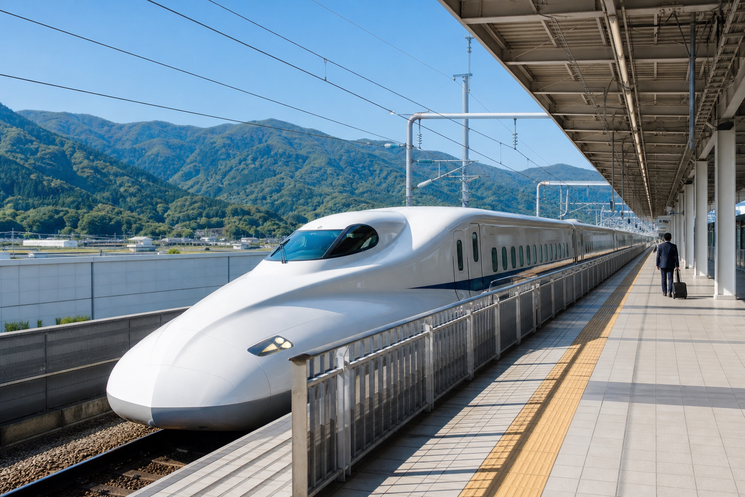 Shinkansen an einem japanischen Bahnhof