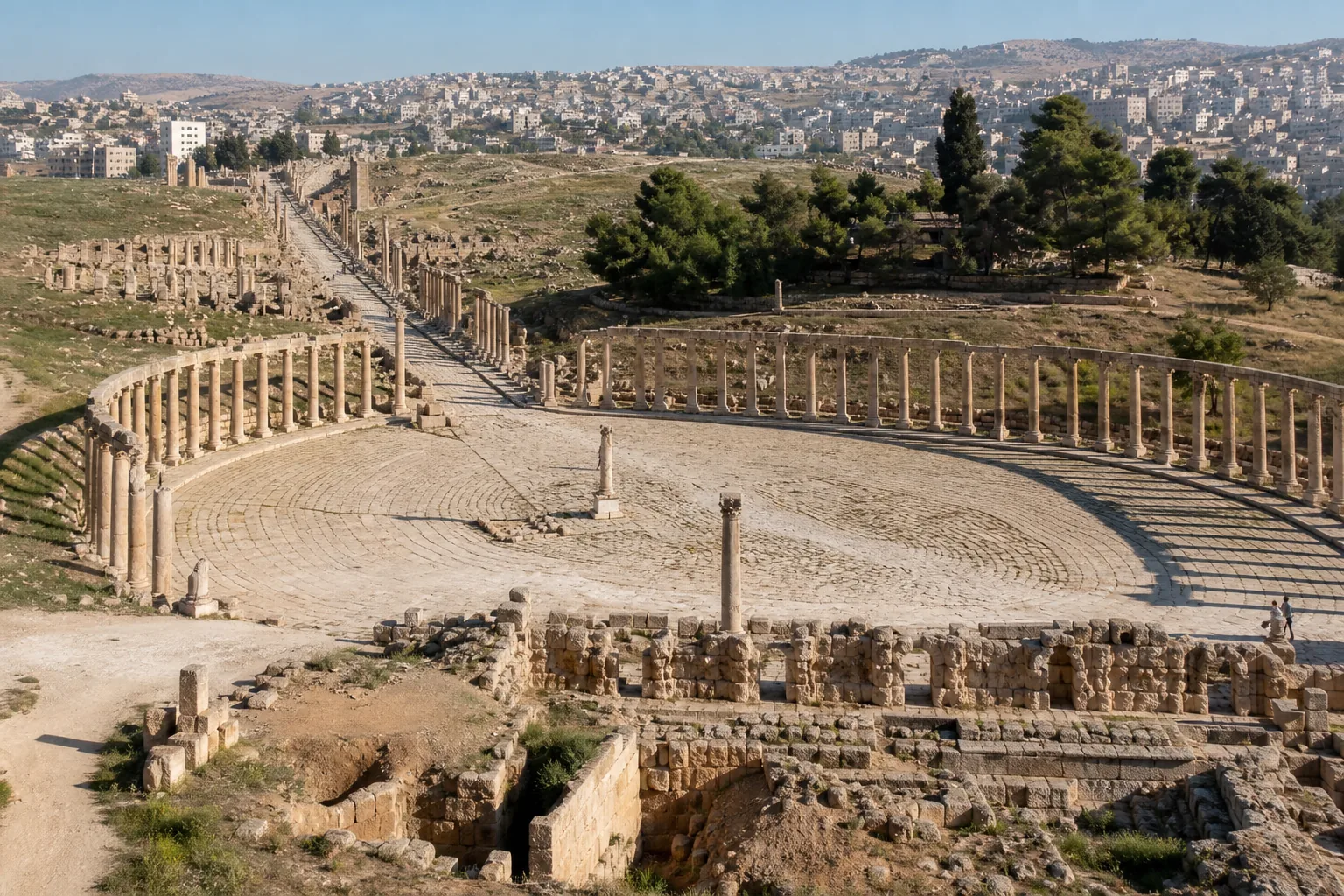 Ovales Forum und Säulenstraße im antiken Jerash