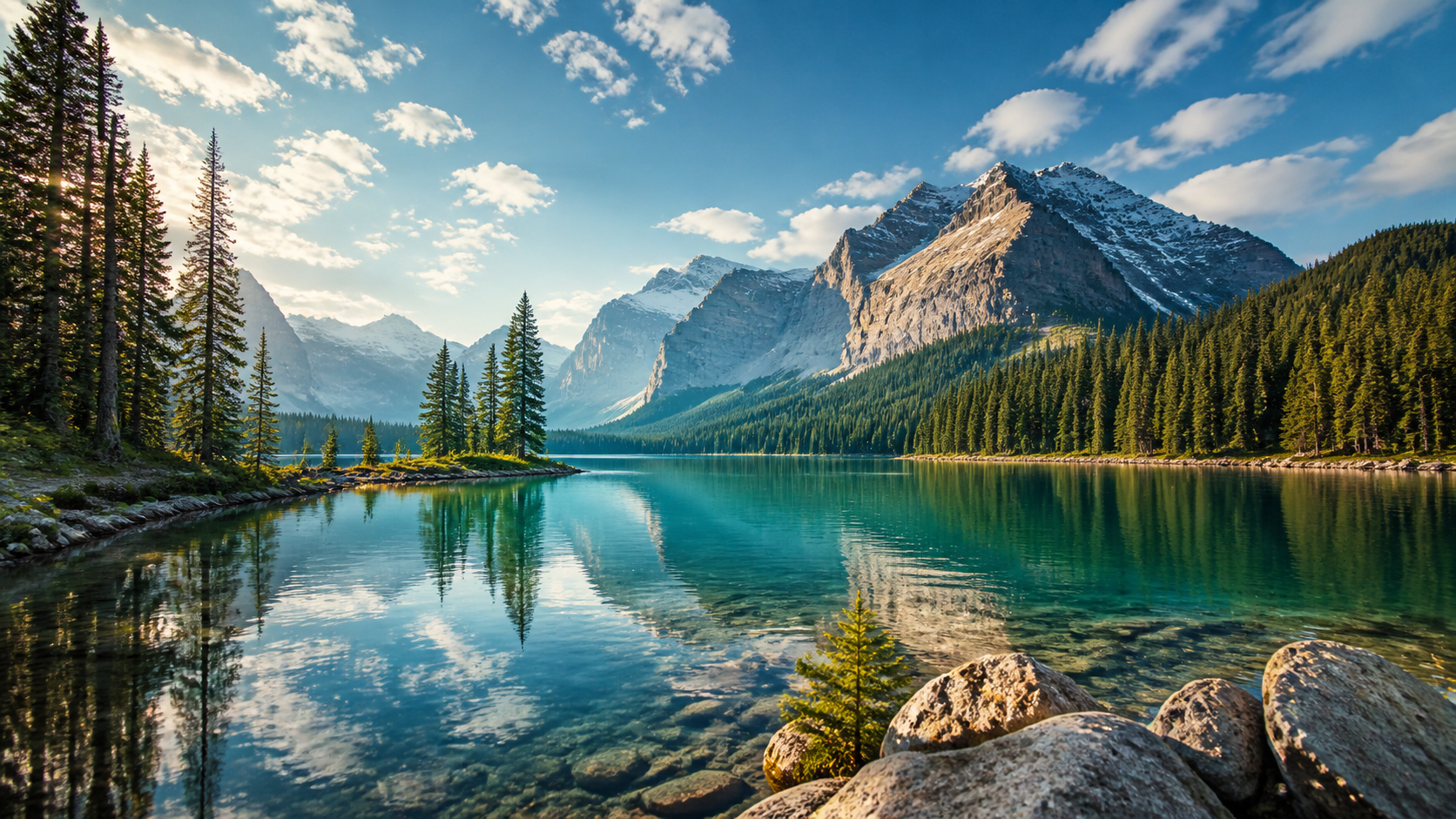 Türkisfarbener Bergsee in den kanadischen Rocky Mountains