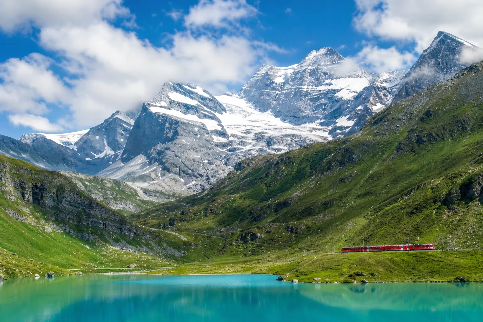 Jungfrau-Region mit Bergbahn und Alpensee