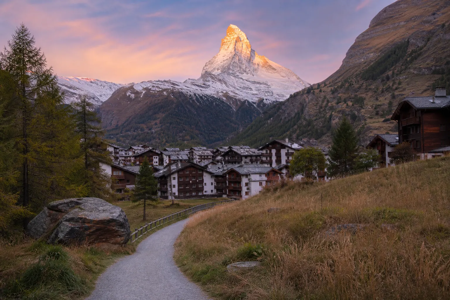 Zermatt und Matterhorn im Morgenlicht