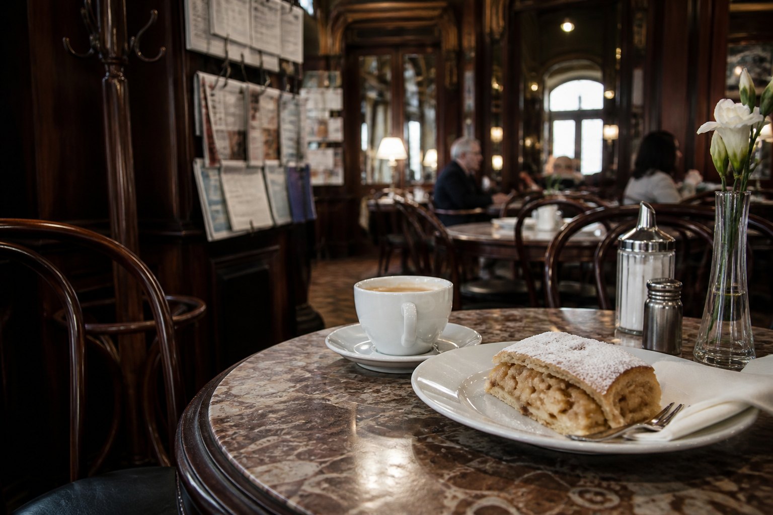 Traditionelles Wiener Kaffeehaus mit warmem Interieur