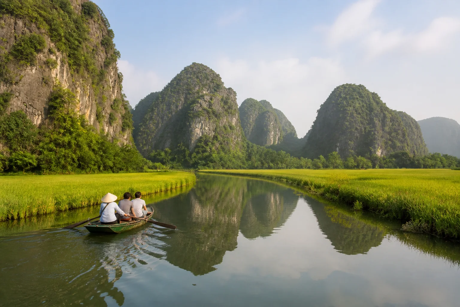 Karstlandschaft und Fluss bei Ninh Binh